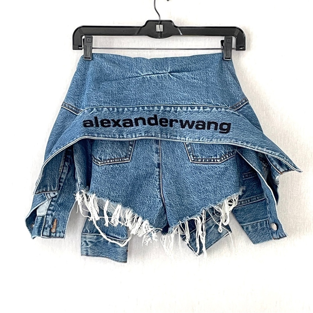 ALEXANDER WANG Blue Denim Tie Front Short Skort - Picture 9 of 15